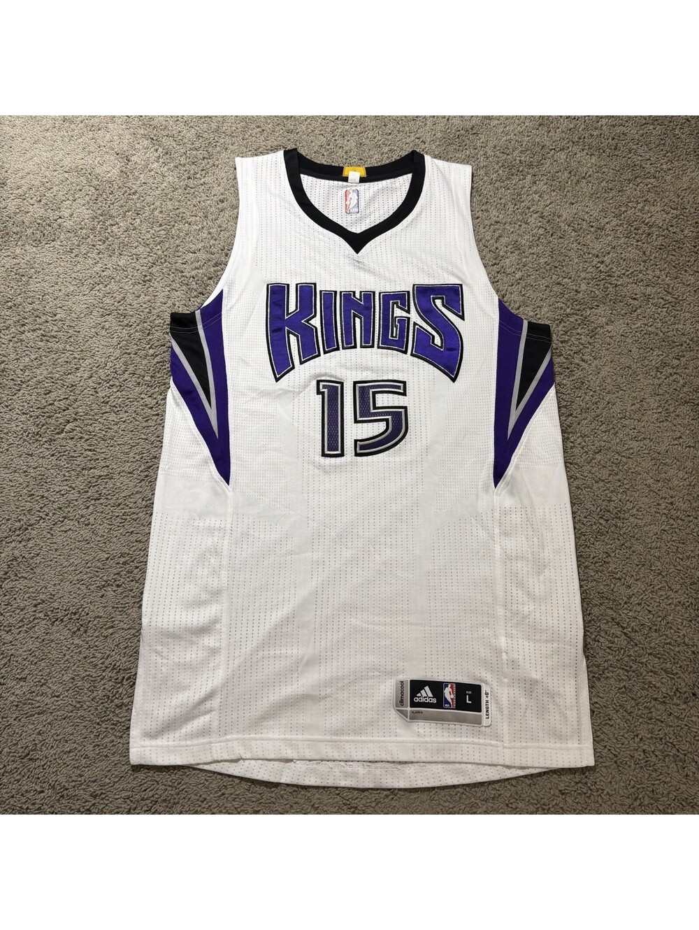 Adidas DeMarcus Cousins Sacramento Kings #15 Jersey Mens Large NBA White Rev 30